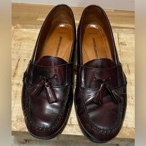 Johnston & Murphy Men Hayes Burgundy Leather Tassel Loafer Slip-on Shoes SZ 8.5